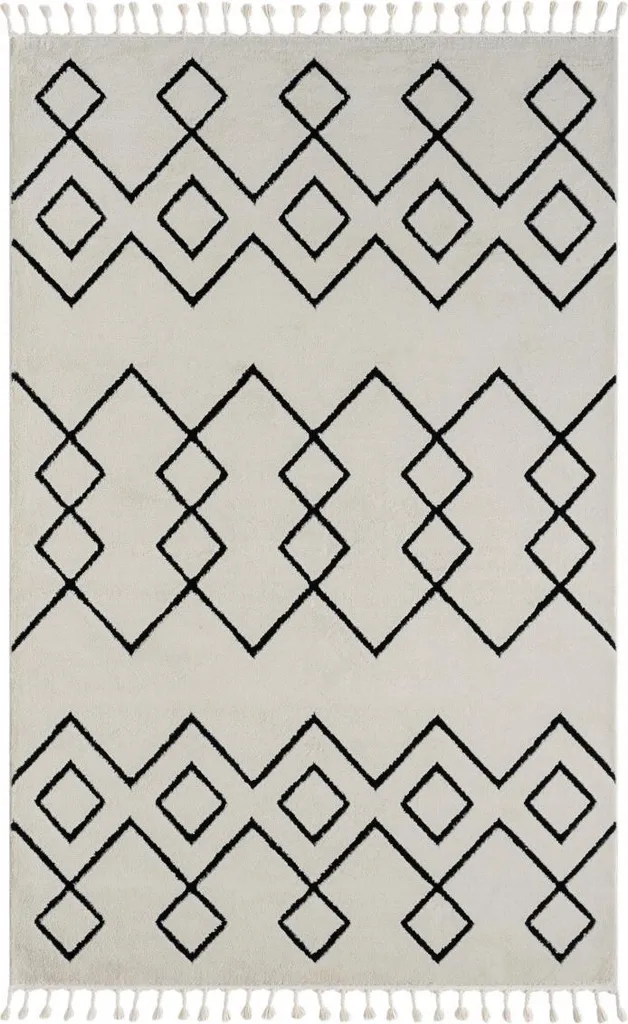 Tapis blanc Moroccan Dream 190x240 cm facile à nettoyer pour le salon