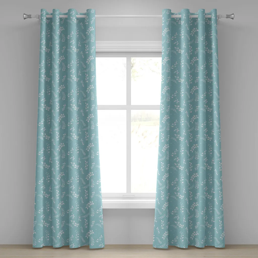 Paire de Rideaux Décoratifs Zen avec Motifs de Fleurs 280x175 cm Blanc