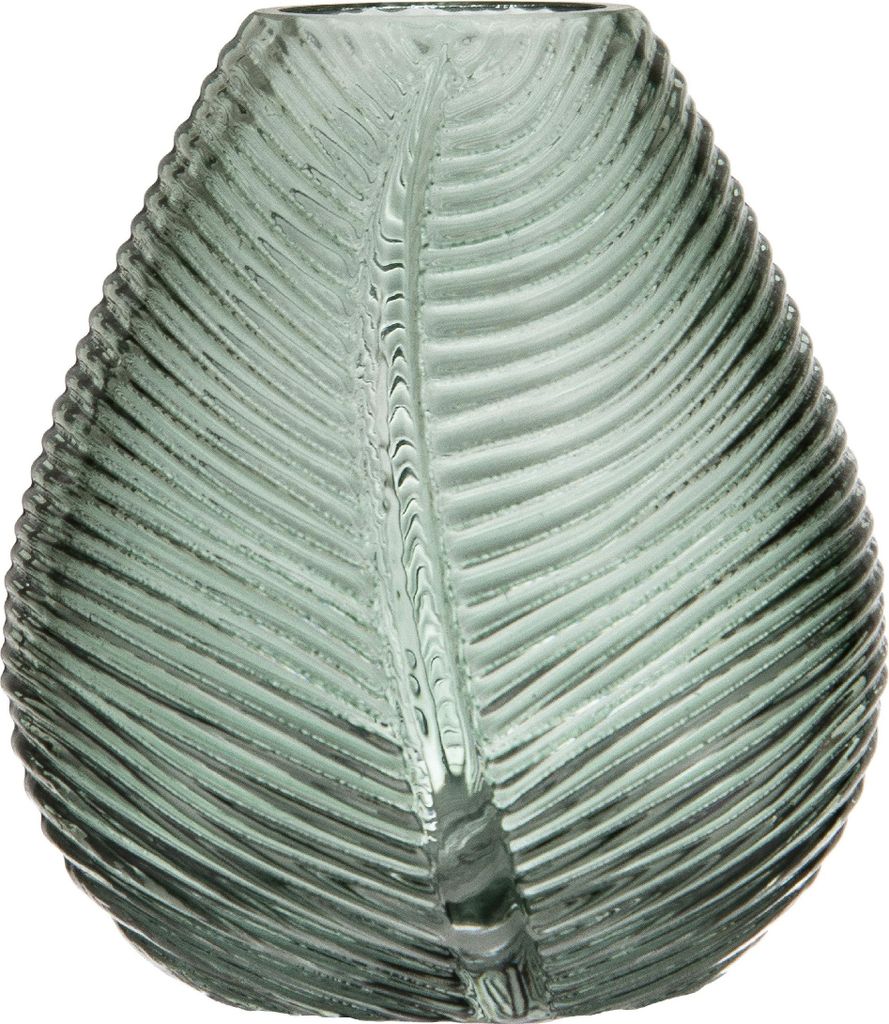 Ladelle Chelsea Kleine Vase, mit Blattdesign, Dekoration, Glas, 14x12.5x15cm, Farbe:Grün