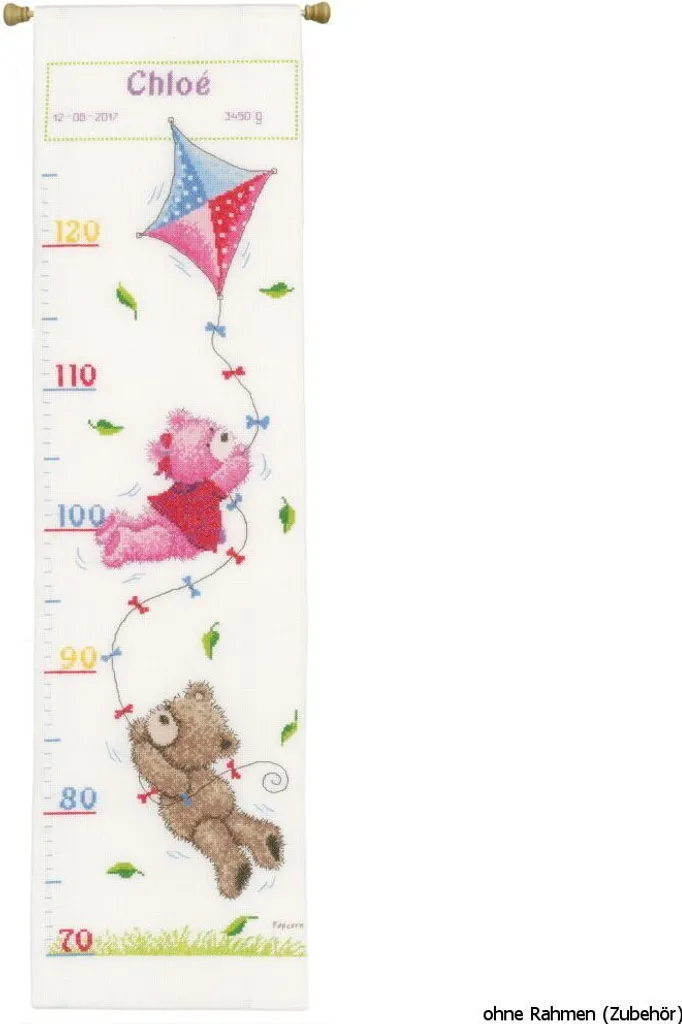 Kit Broderie Point de Croix Compté Règle à mesurer motif Popcorn 70cm