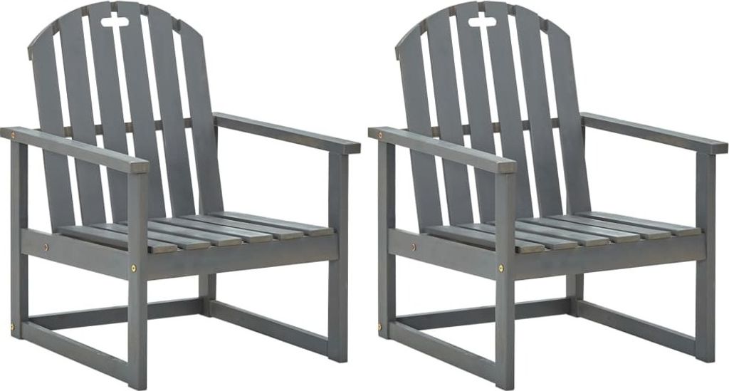 Möbel Outdoor Relaxsessel,Balkonstuhl Garten-Armlehnstühle 2 Stk. Grau Massivholz Akazie DE20956