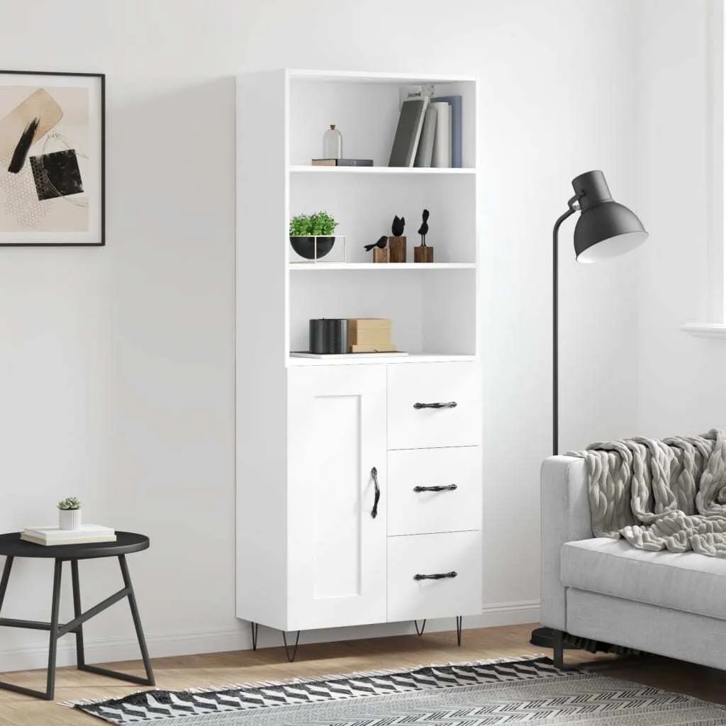 vidaXL Credenza Legno Bianco 69,5x34x180 cm - Robusta e Facile Montaggio
