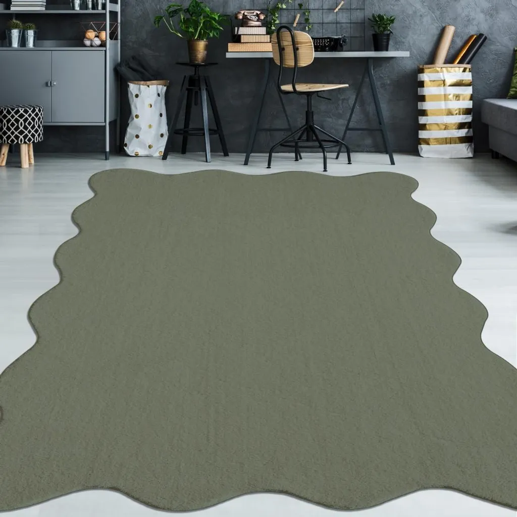 Tapis Forest Vert Doux 140x200 - Tapis Moderne Vague Facile à Nettoyer