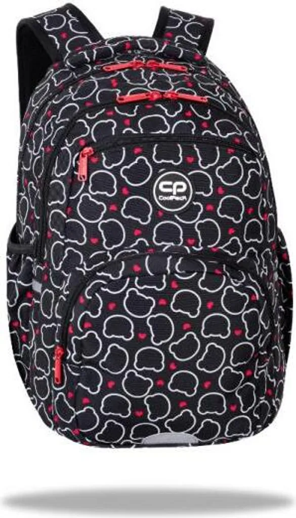CoolPack Sac d'école en tissu noir et rouge haute résistance - 25L