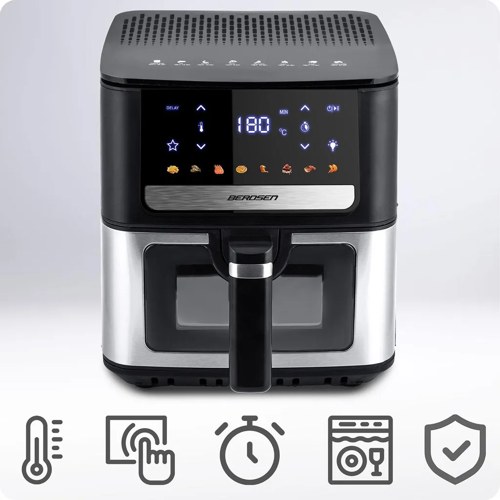 Friteuse saine Berdsen BD-655 noire à circulation d'air rapide 1400W - 20