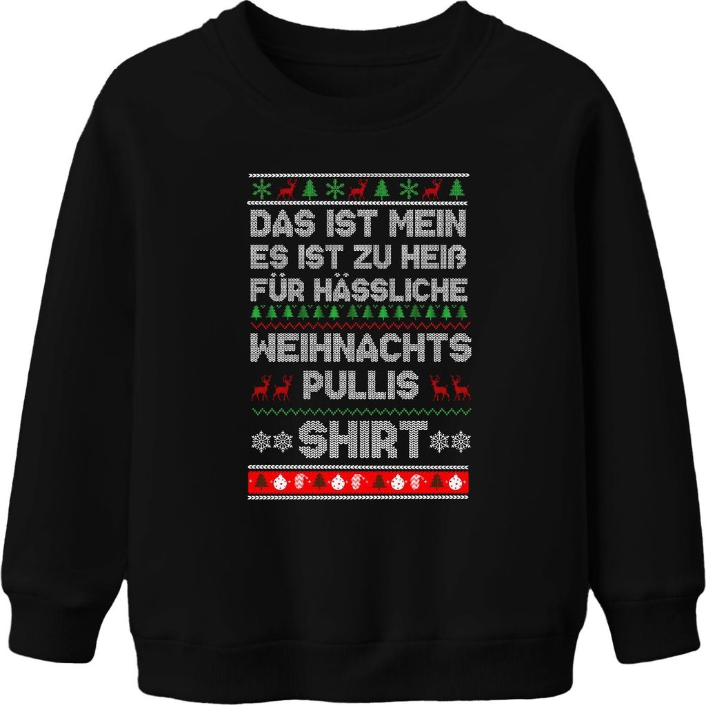 Ugly Christmas Sweater Weihnachtsoutfit - Weihnachten Xmas Christmas Uni Kinder Pullover, Schwarz, 152
