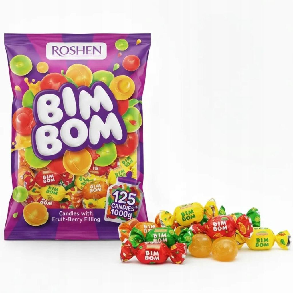Roshen Bim Bom ovocné tvrdé bonbóny s ovocnou náplní 1 kg Obrázek produktu 