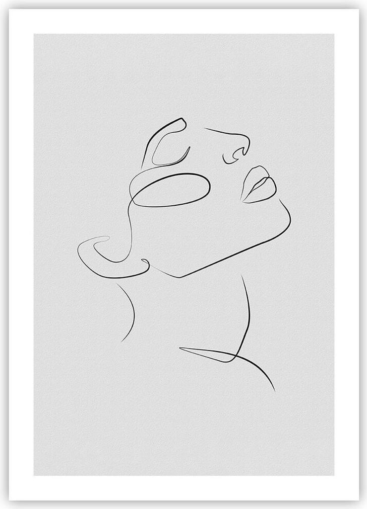 Poster - Poster ohne Rahmen - Stück Linear Gesicht - 50x70 cm - Wand Bild - Wanddeko - Wandbilder - Kunstposter - Wandposter - Bilder - Kunstdruck...