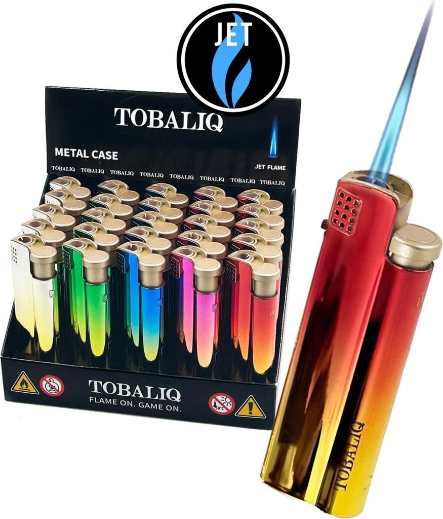 Tobaliq 25Stk. Jet Feuerzeug Rainbow Display Produktbild 