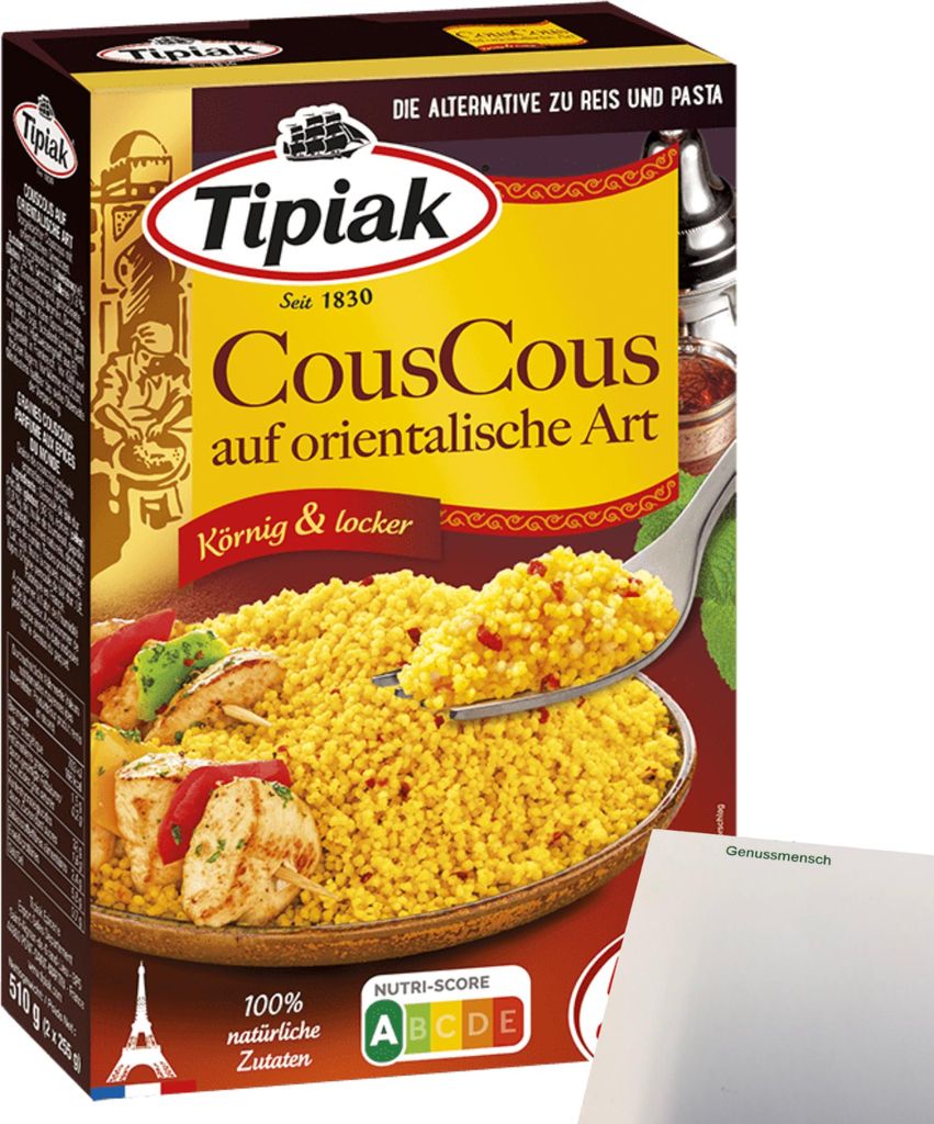 Tipiak CousCous auf orientalische Art (510g Packung) + usy Block