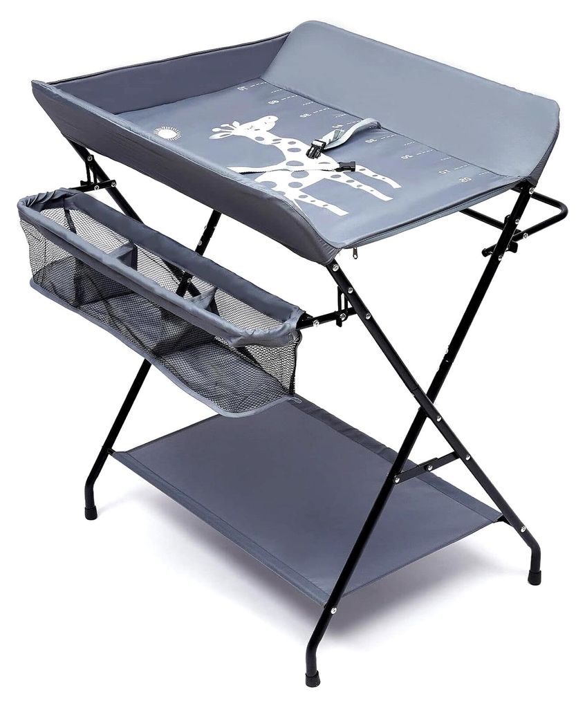 Wickelkommode Faltbar Tragbare Wickelkommode mit 3 Fächern, Wickeltisch ohne Rollen 80x63x96 cm Tragkraft 15kg