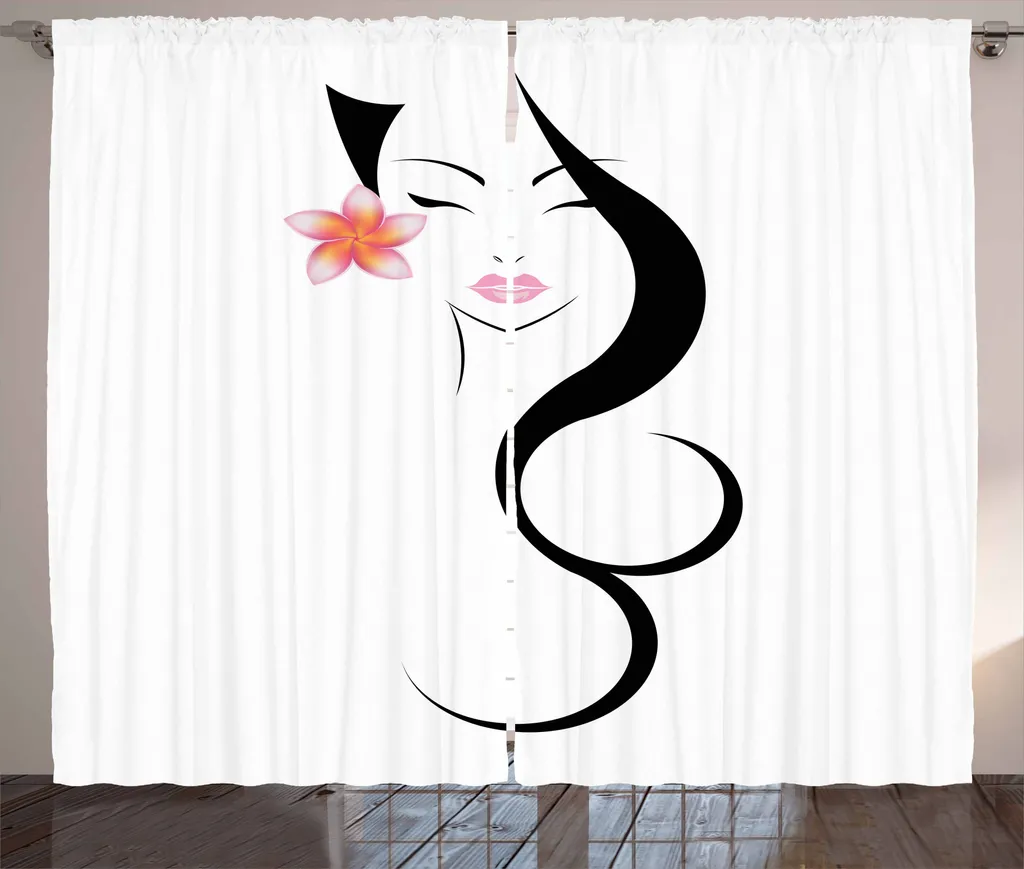 ABAKUHAUS Friseur Tenda rustica, bellezza tradizionale, soggiorno Nastro universale Tende con passanti e ganci, 280 x 175 cm, rosa confetto Nero