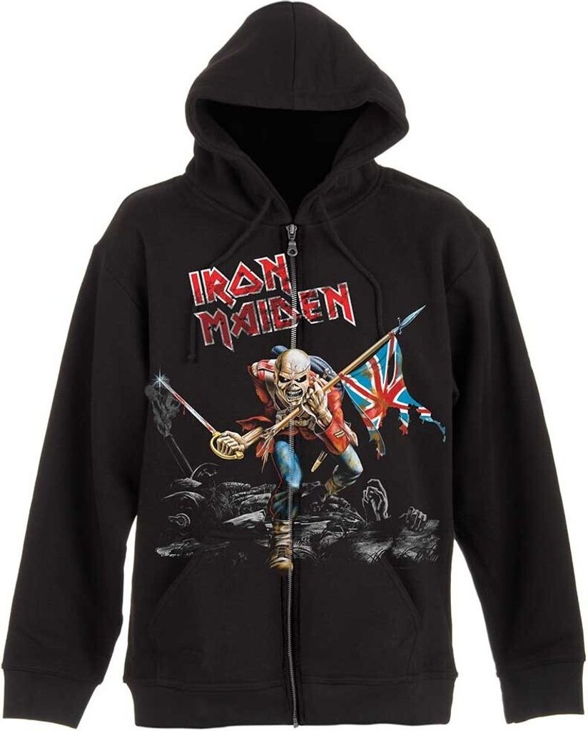 Iron Maiden - "Scuffed Trooper" Hoodie mit durchgehendem Reißverschluss für Herren/Damen Uni RO1839 (S) (Schwarz)