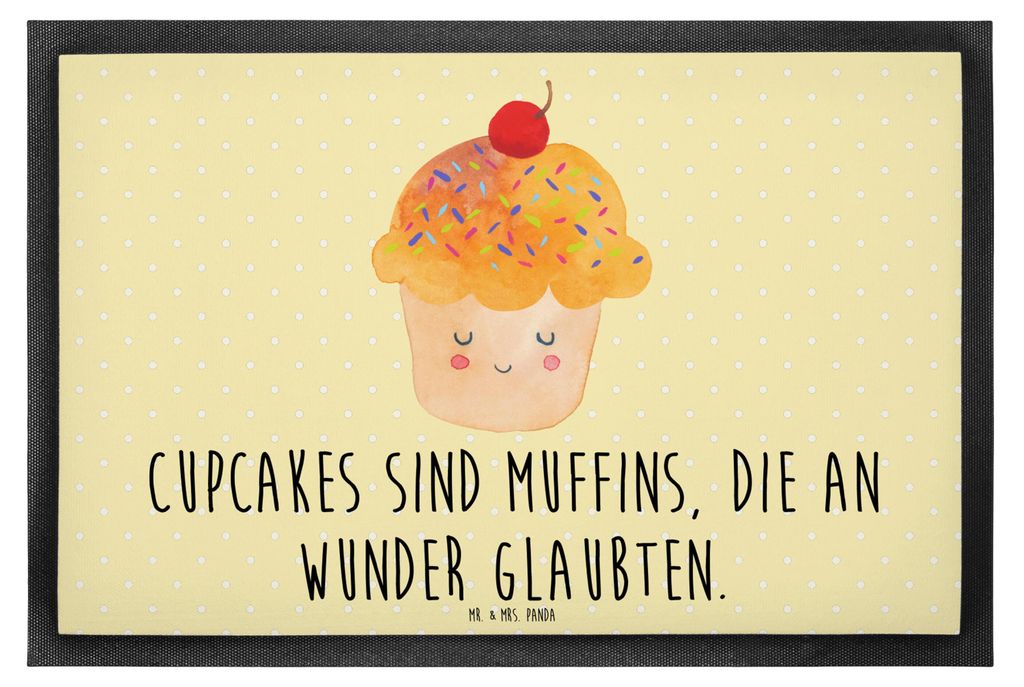 Mr. & Mrs. Panda fußmatte Cupcake 60 x 90 cm - Gelb Pastell - Geschenk, Wunder, Fußabstreifer, Schmutzfangmatte, Eingangsteppich, Lustige Sprüch...