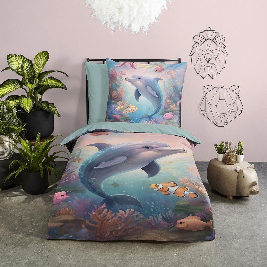 Traumschlaf Bettwäsche Delfin multi 135x200 cm + 80x80 cm Produktbild 
