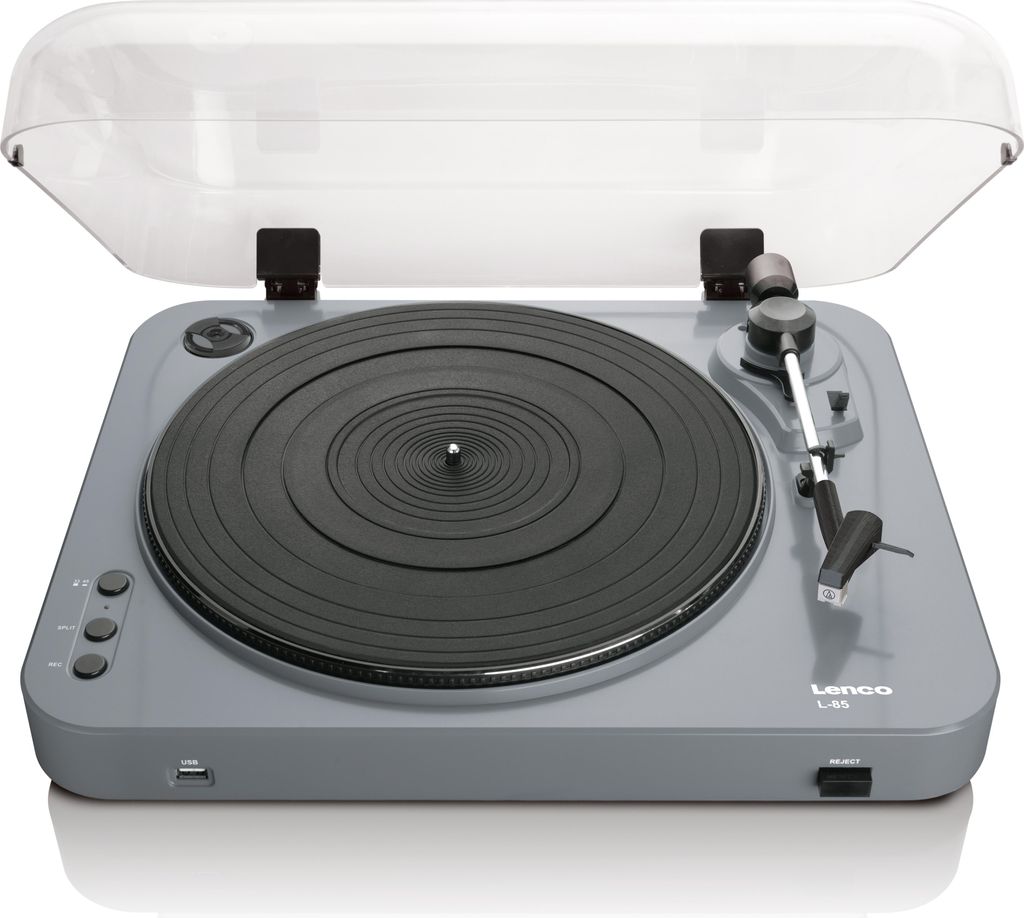 Gramofon USB, półautomatyczny, szary, 33/45 obr./min Zdjęcie produktu 