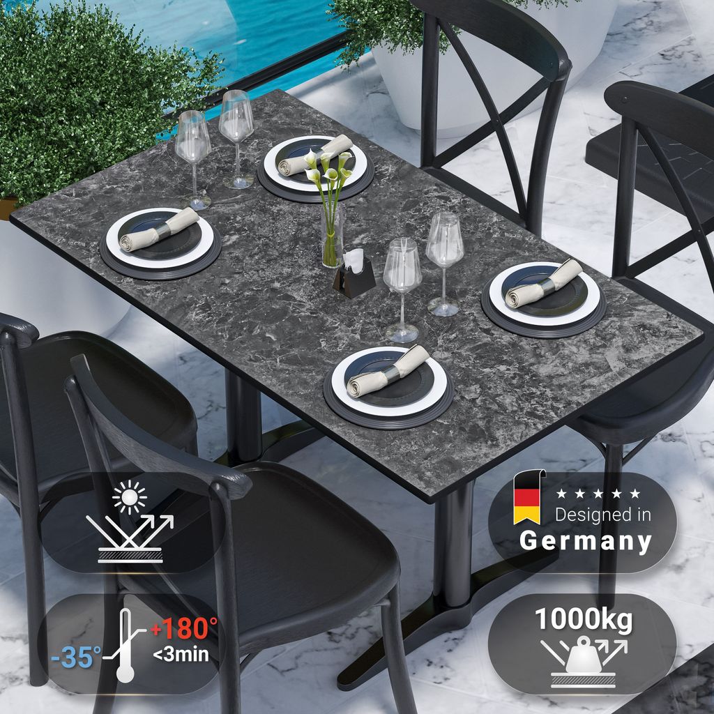 COMPACT | Gastro HPL Tischplatte | B:T 130 x 80 cm | Felsen | Rechteckig | Gastro HPL Tischplatte