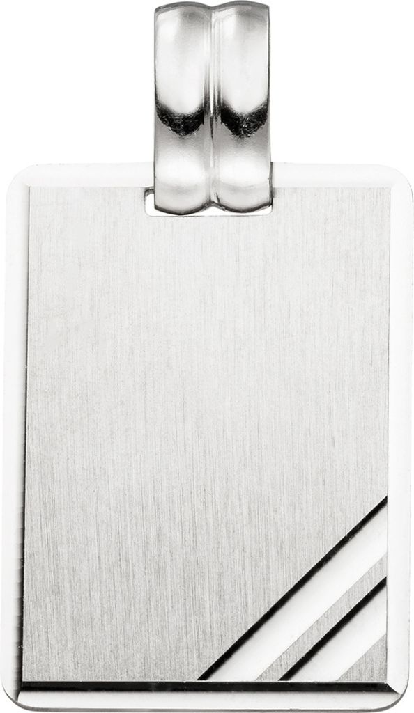 Anhänger Gravurplatte Viereck mit Streifen 925 Silber teilmattiert Halsschmuck