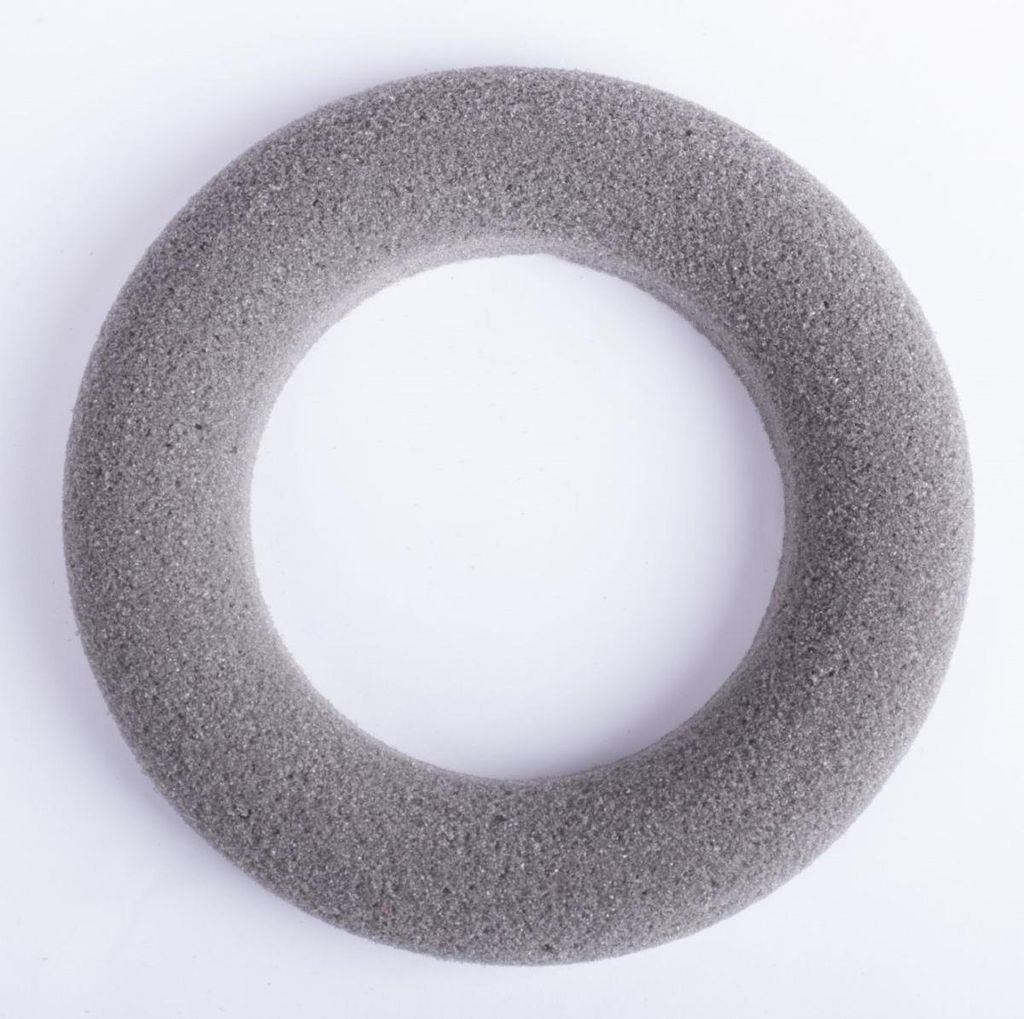 artplants.de Steckschaum Kranz RUJA für Kunstblumen, grau, Ø 17 cm - Steckmasse Ring