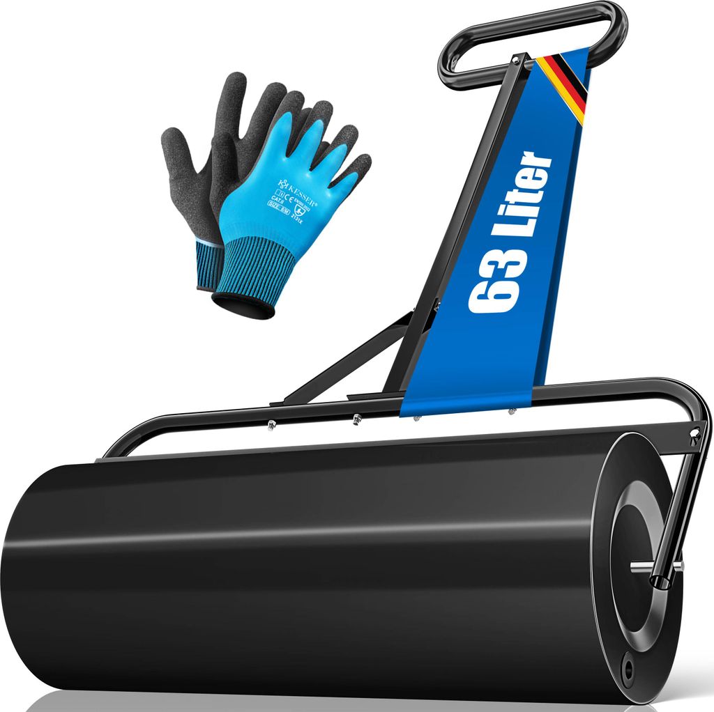 KESSER® Rasenwalze Metall mit Handschuhen Handwalze Produktbild 