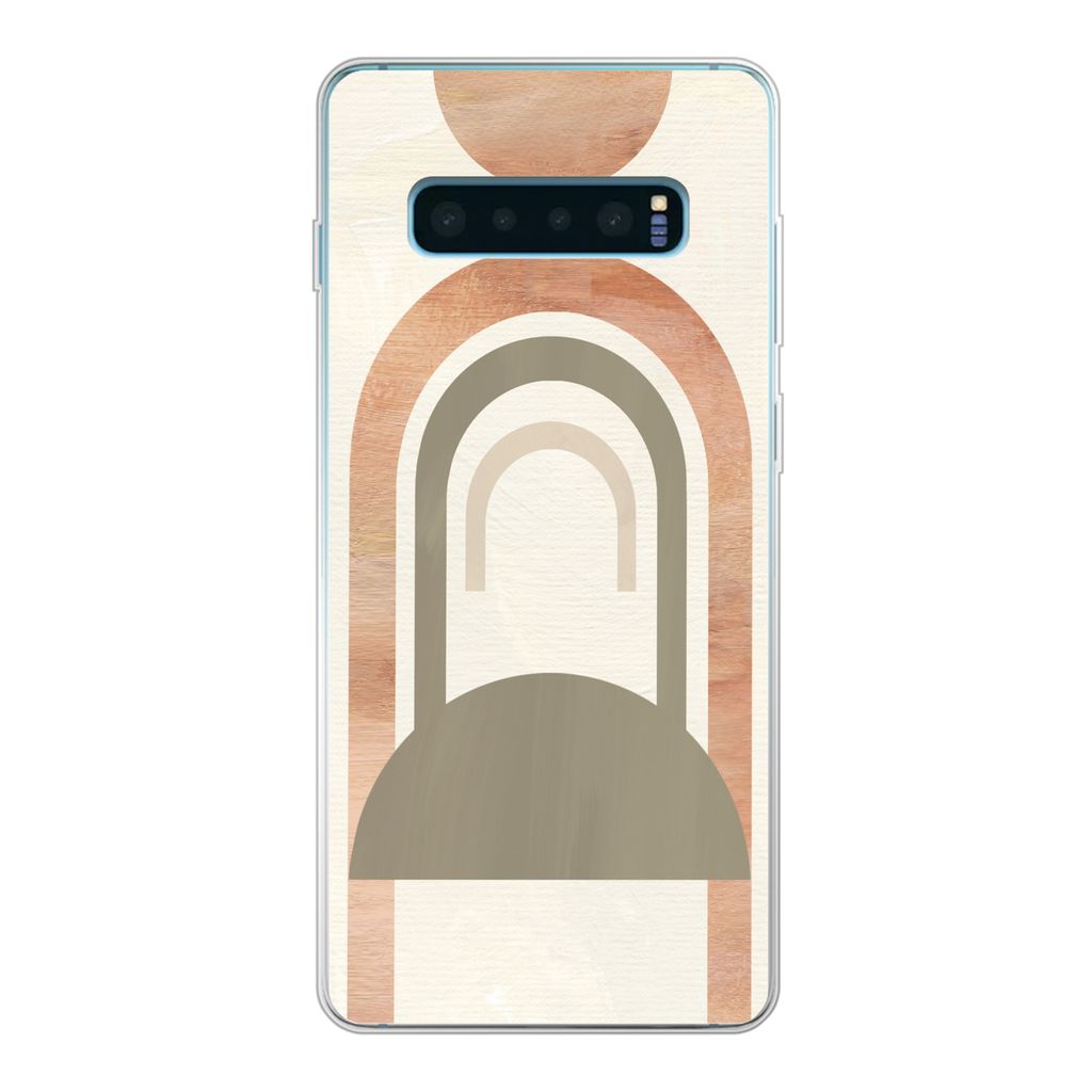 MuchoWow Handyhülle Schutzhülle Hülle für Samsung Galaxy S10 Lite Rosa - Grün - Abstrakt Silikon Softcase Handy Hülle - Schutz