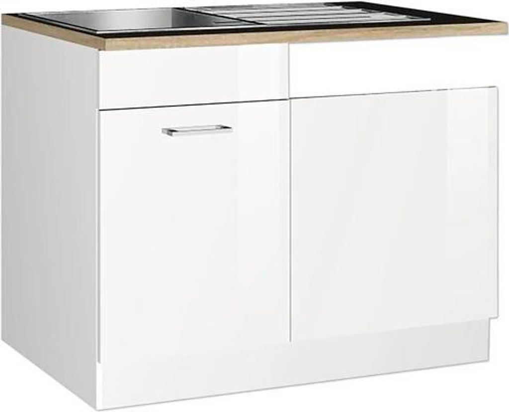 Held Möbel Spülzentrum Mailand BxTxH 110 x 60 x 85 cm weiß hochglanz zerlegt Anschlag reversibel 478.6210