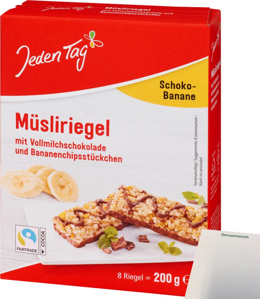 Jeden Tag Müsliriegel Schoko-Banane (200g Packung) + usy Block