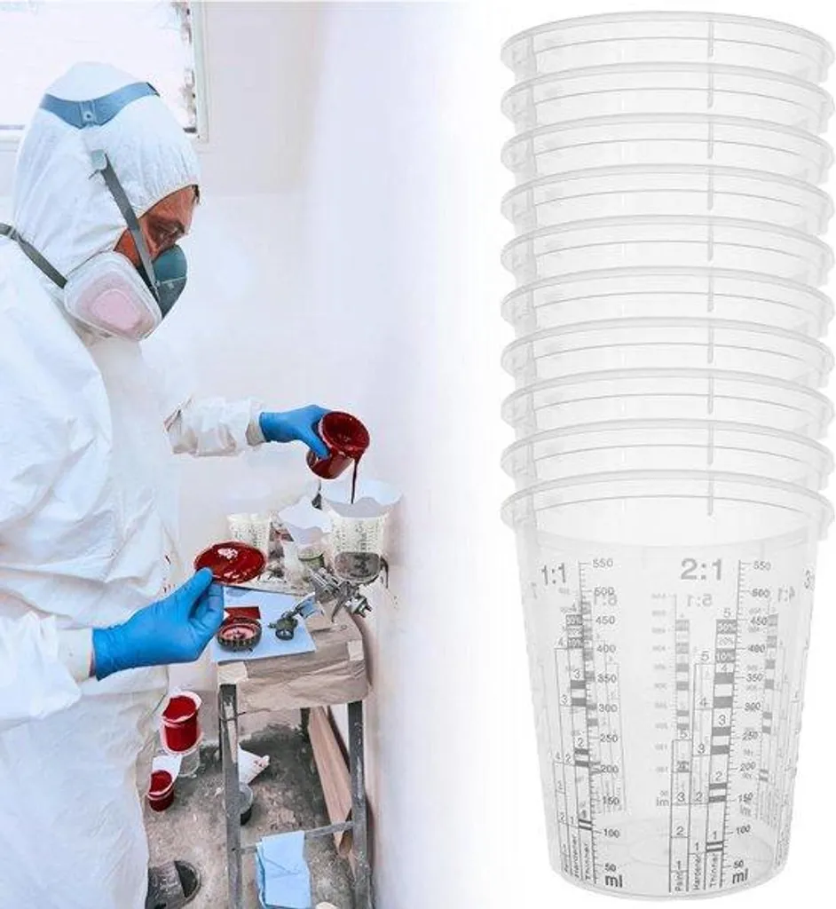 Récipients mélange peinture 680 ml gradués avec séparateur intégré