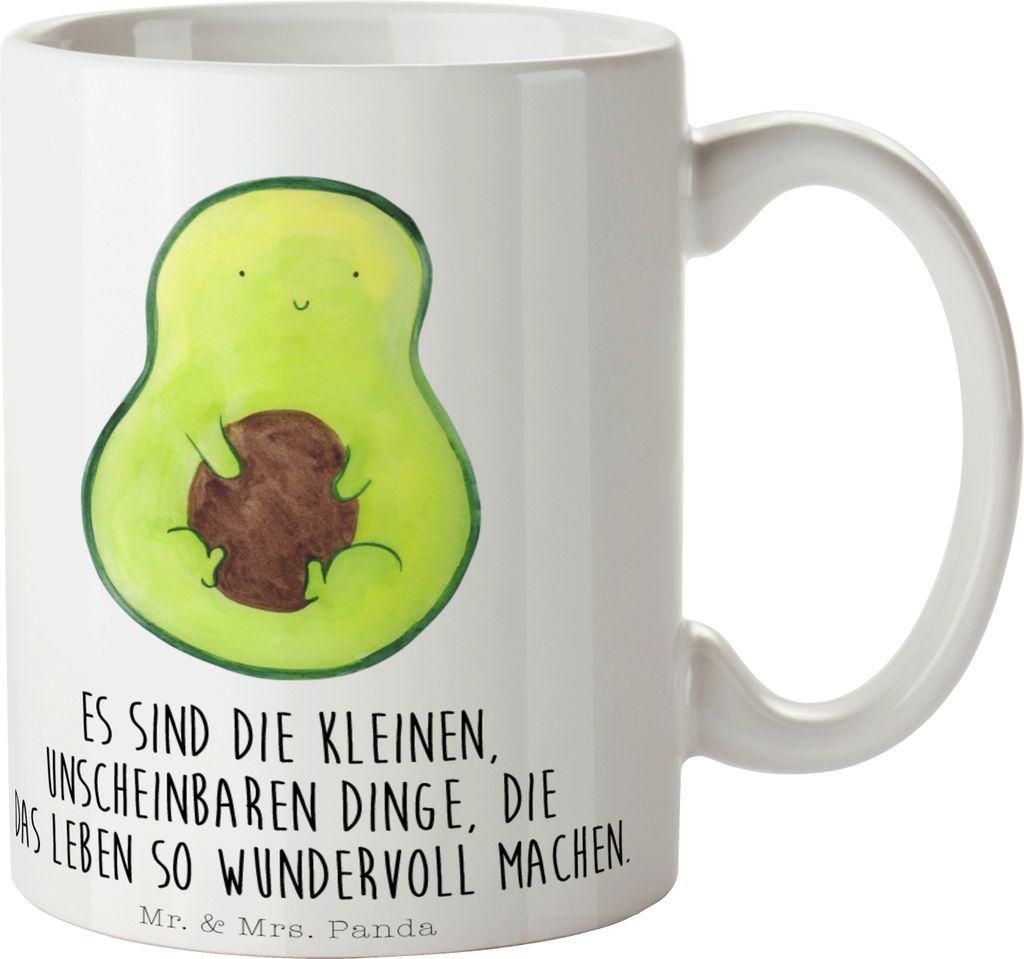 Mr. & Mrs. Panda Kaffeetasse Avocado Kern - Weiß - Geschenk, Pott, Liebe, Baby, Spruch Leben, Becher, Tasse, Kaffeebecher, Teetasse