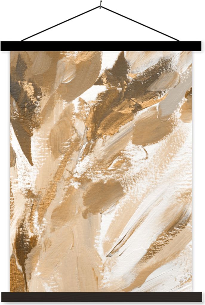 MuchoWow Textilposter Farbe - Braun - Abstrakt 60x80 cm mit schwarzem Rahmen - Plakathalter