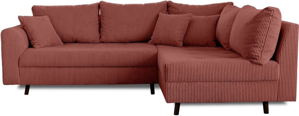 Lisa Design Rune, Ecksofa rechts, 4-Sitzer, aus Cord , Terrakotta