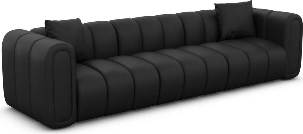 Kunstleder 3-Sitzer Couch Amoria Schwarz