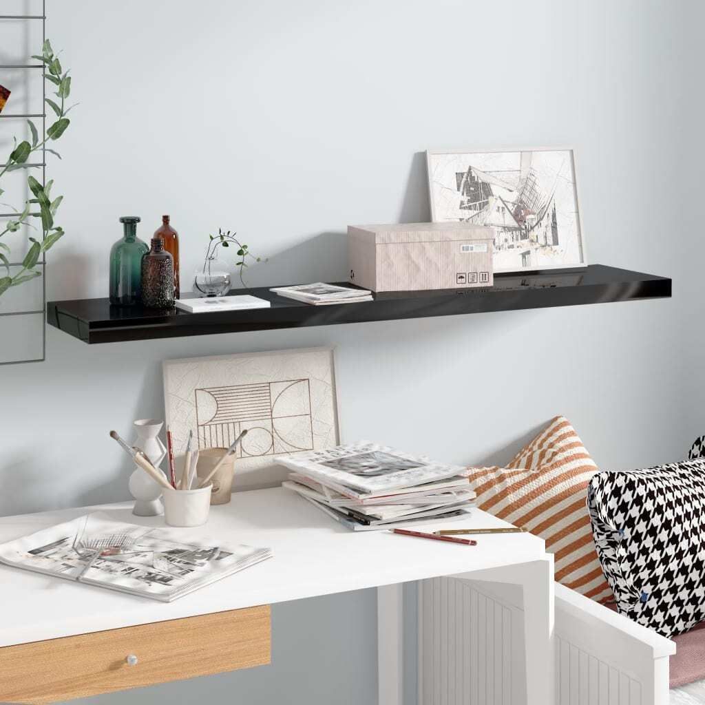 Maison Exclusive - Schweberegal Hochglanz-Schwarz 120x23,5x3,8 cm MDF