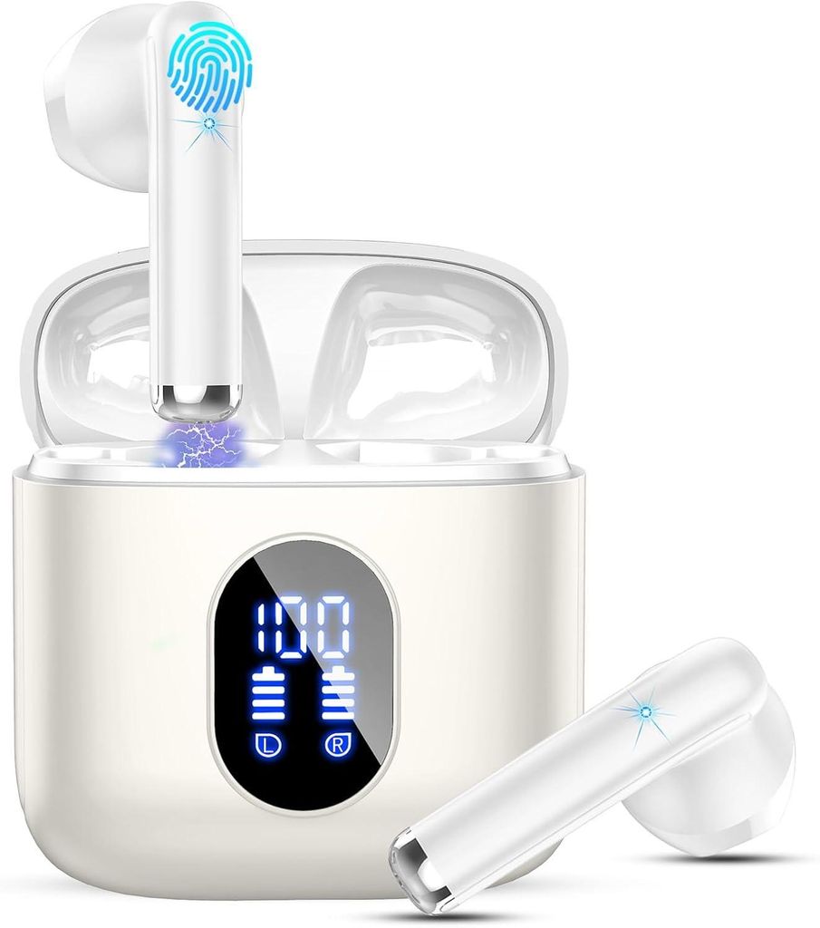 In Ear Kopfhörer Kabellos Bluetooth 6D Tiefer Bass Kabellose Kopfhörer mit 4 ENC Mic, Noise Cancelling Ear Buds, 30Std, USB-C, IP7 Wasserdicht Sport