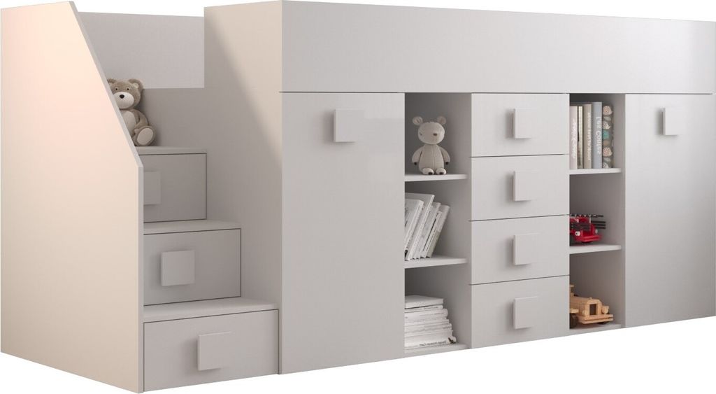 Etagenbett für Kinder Toledo 3 Stockbett mit Treppe, Produktbild 