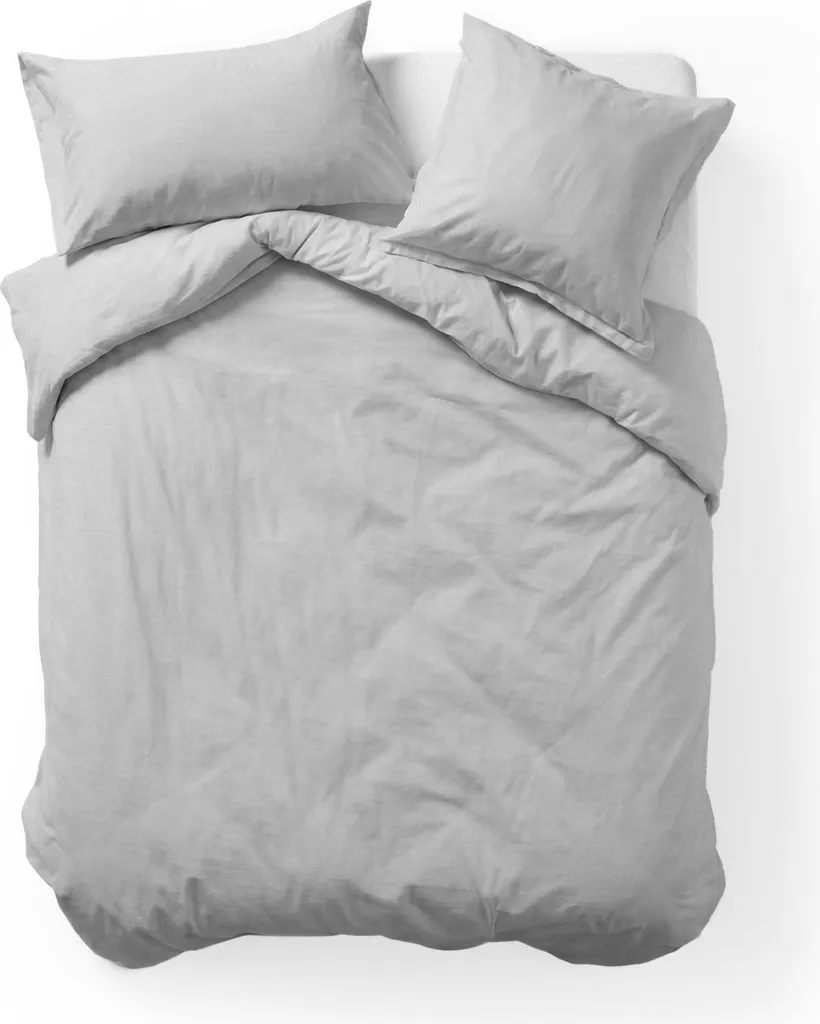 Parure de lit grise HappyFriday BASIC 220x220 cm linge de maison coton - 9