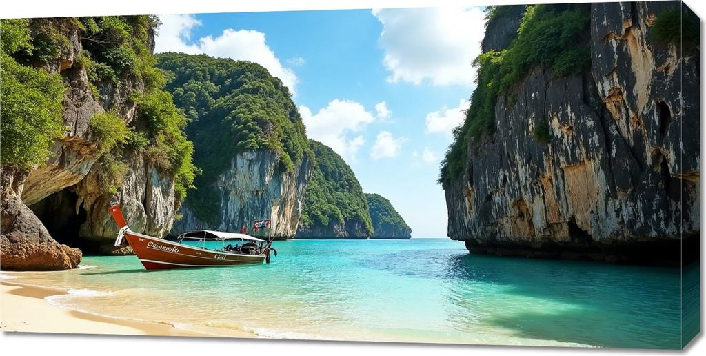 Bild 100x50cm auf Leinwand für Wohnzimmer Schlafzimmer Panorama Paradiesische Insel