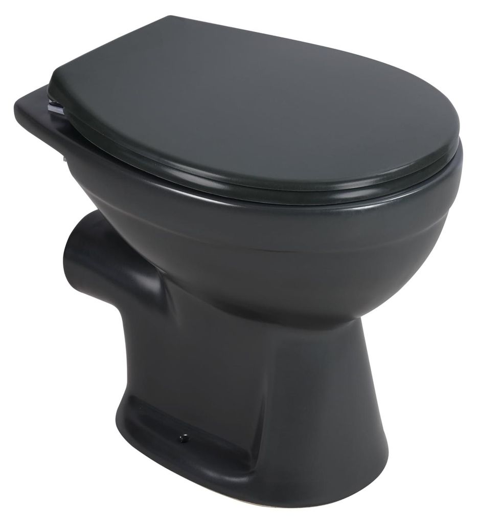 sanicomfort Stand-WC anthrazit matt spülrandlos, Abgang Produktbild 