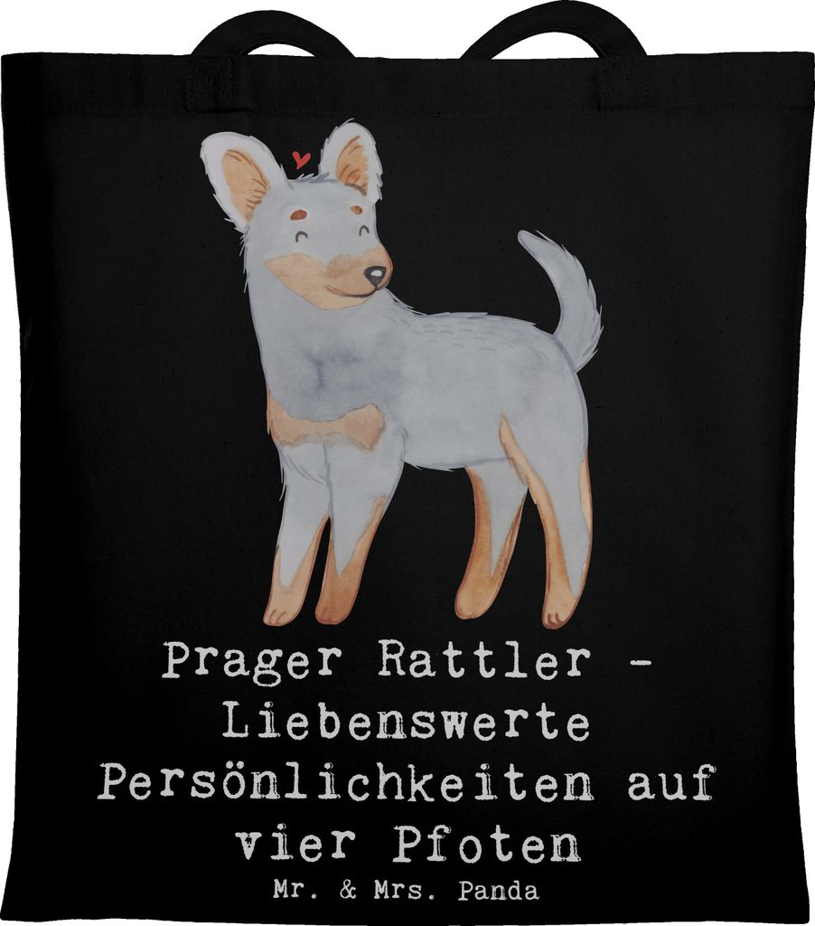 Mr. & Mrs. Panda Schultasche Prager Rattler - Schwarz - Geschenk, Shopping Tasche, loyaler Freund, Hunderasse, Hunderassen Eigenschaften, Hunde, To...