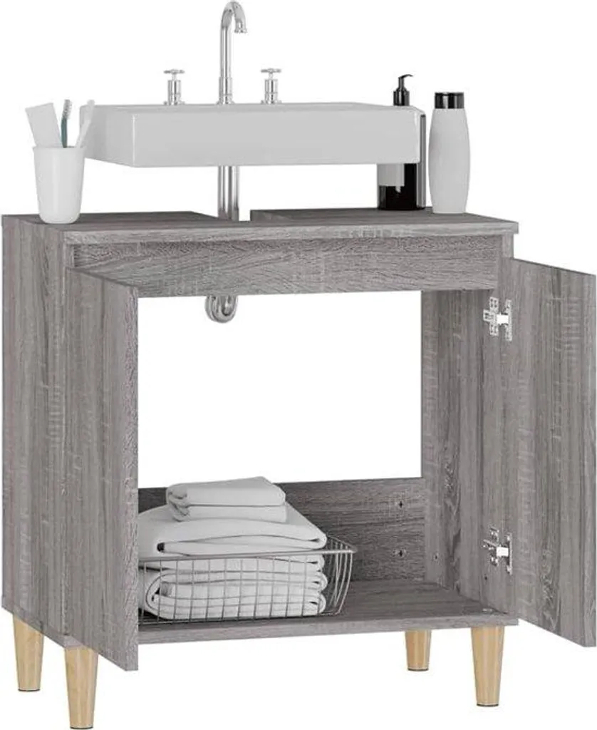 Meuble de rangement bas pour salle de bains format 33x58x60 cm blanc