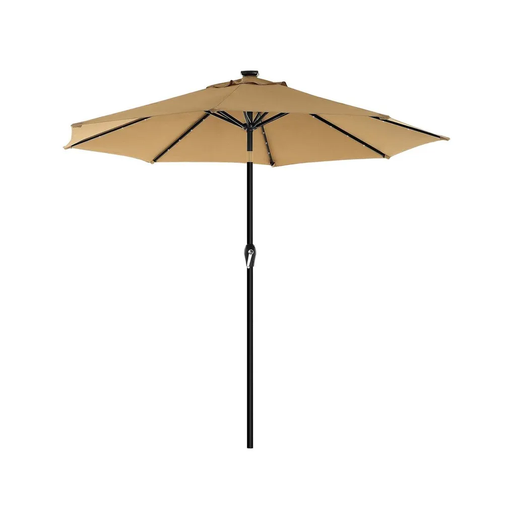 Parasol Anti-UV UPF 50+ avec Éclairage LED Solaire sans Fil 2,7m