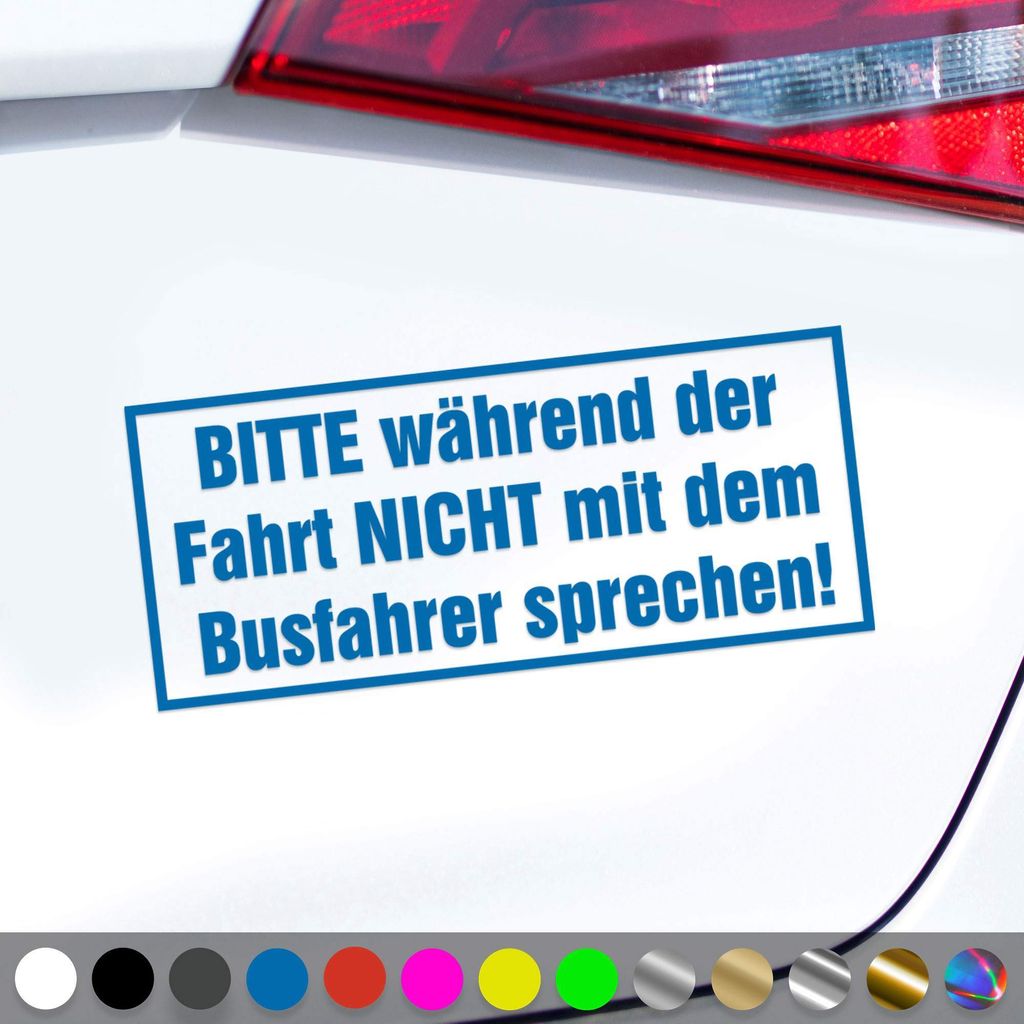 PantherPixel Busfahrer Aufkleber Während Der Fahrt Nicht Sprechen Sticker Auto Geschenkidee Farbe Blau