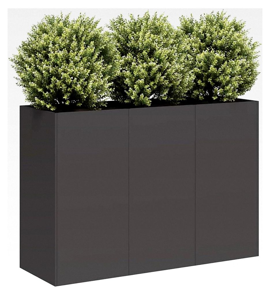 Pflanzkübel Schwarz 120x40x80 cm aus kaltgewalztem Stahl, Hochbeet für Balkon, Garten und Terrasse