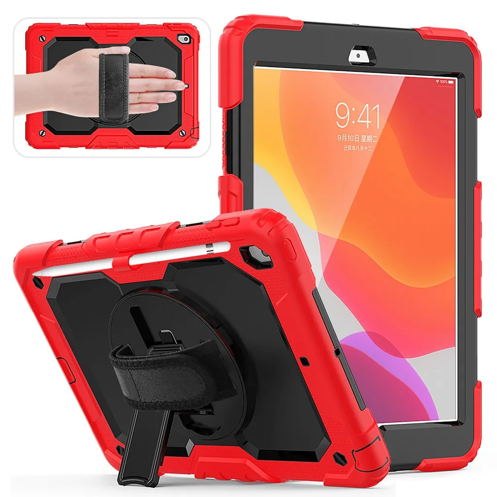 Housse iPad 7e Génération 10.2 2019 Rouge - Étui de Protection Complet