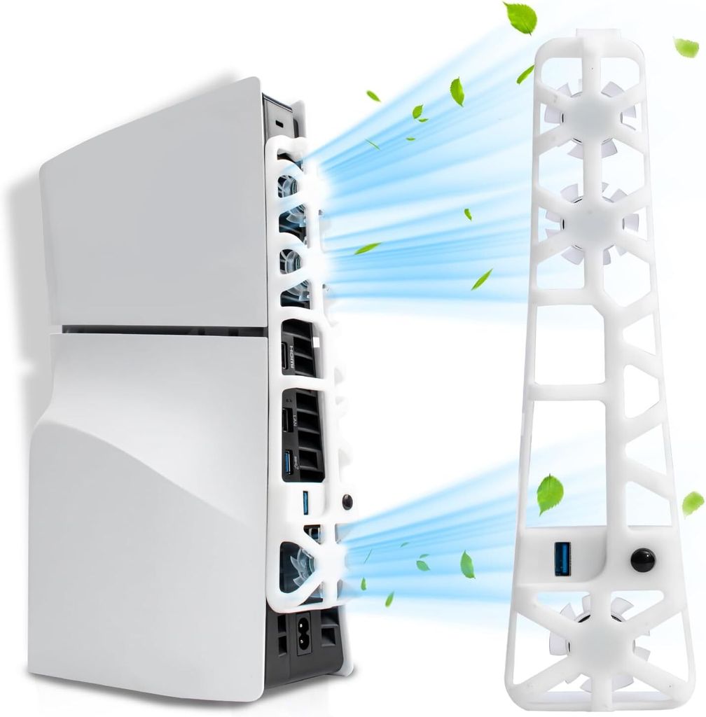 Lüfter für PS5 Slim-Konsole, Kühlgürtel für Spielekonsole mit Blaulicht-Lüfter,kompatibel mit der neuen PS5 Slim-Disc-Version und der digital...