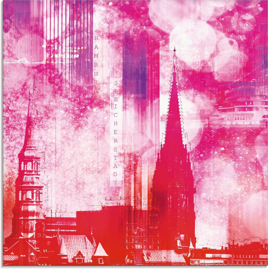 ARTland Glasbild Hamburg Collage III Größe: 30x30 cm