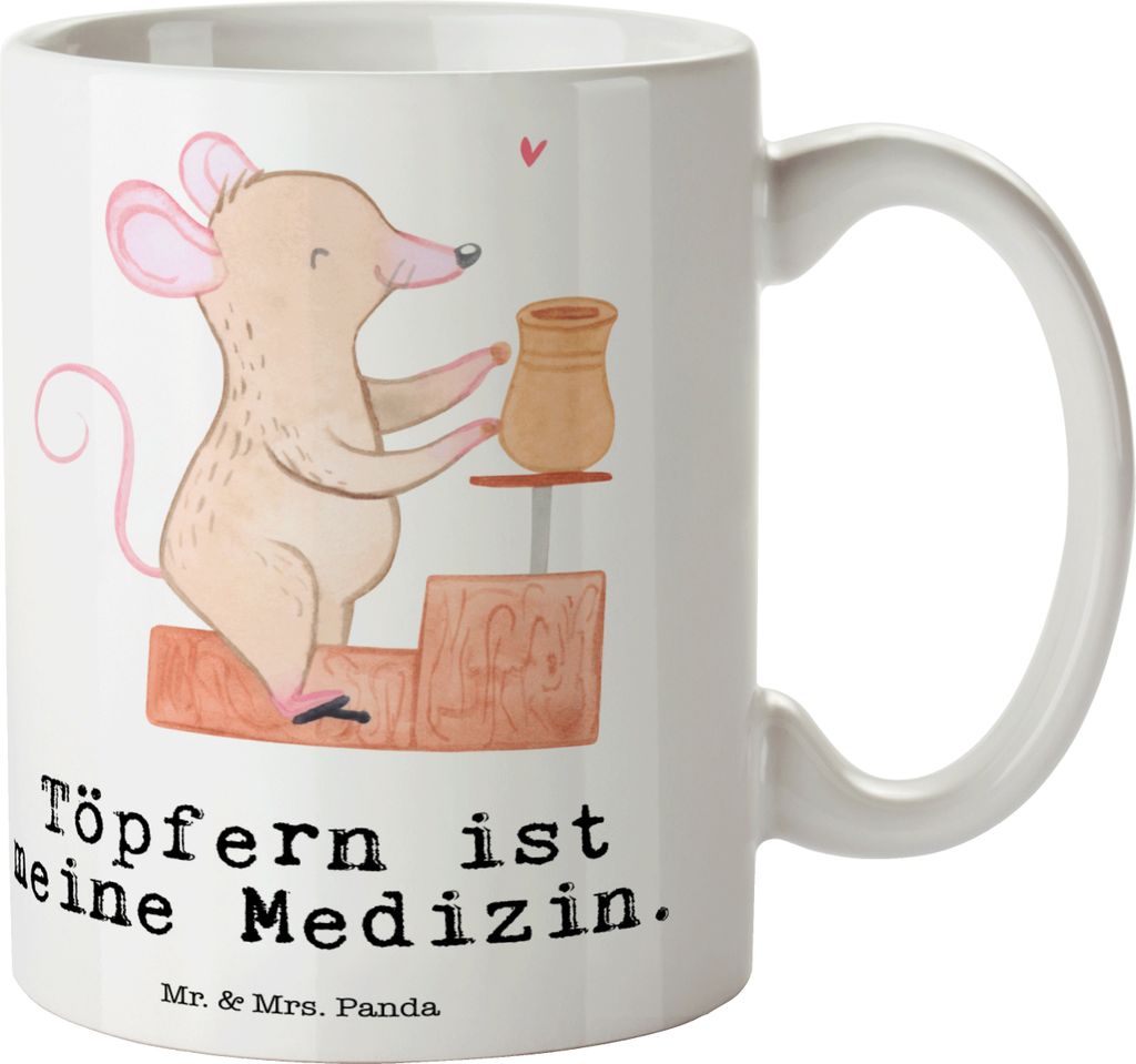 Mr. & Mrs. Panda Tasse Maus Töpfern - Weiß - Geschenk, Becher, Töpferkurs, Kaffeetasse, Töpferei, Pott, Kaffeebecher, Keramiktasse