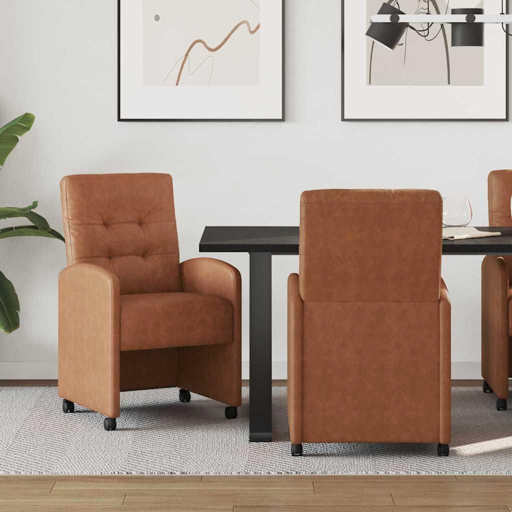 "Schlussverkauf" Esszimmerstühle 2 Stück - stylischen Essstuhl - Ergonomisches Design - mit Rollen - Braun 58x67x97 cm C14939