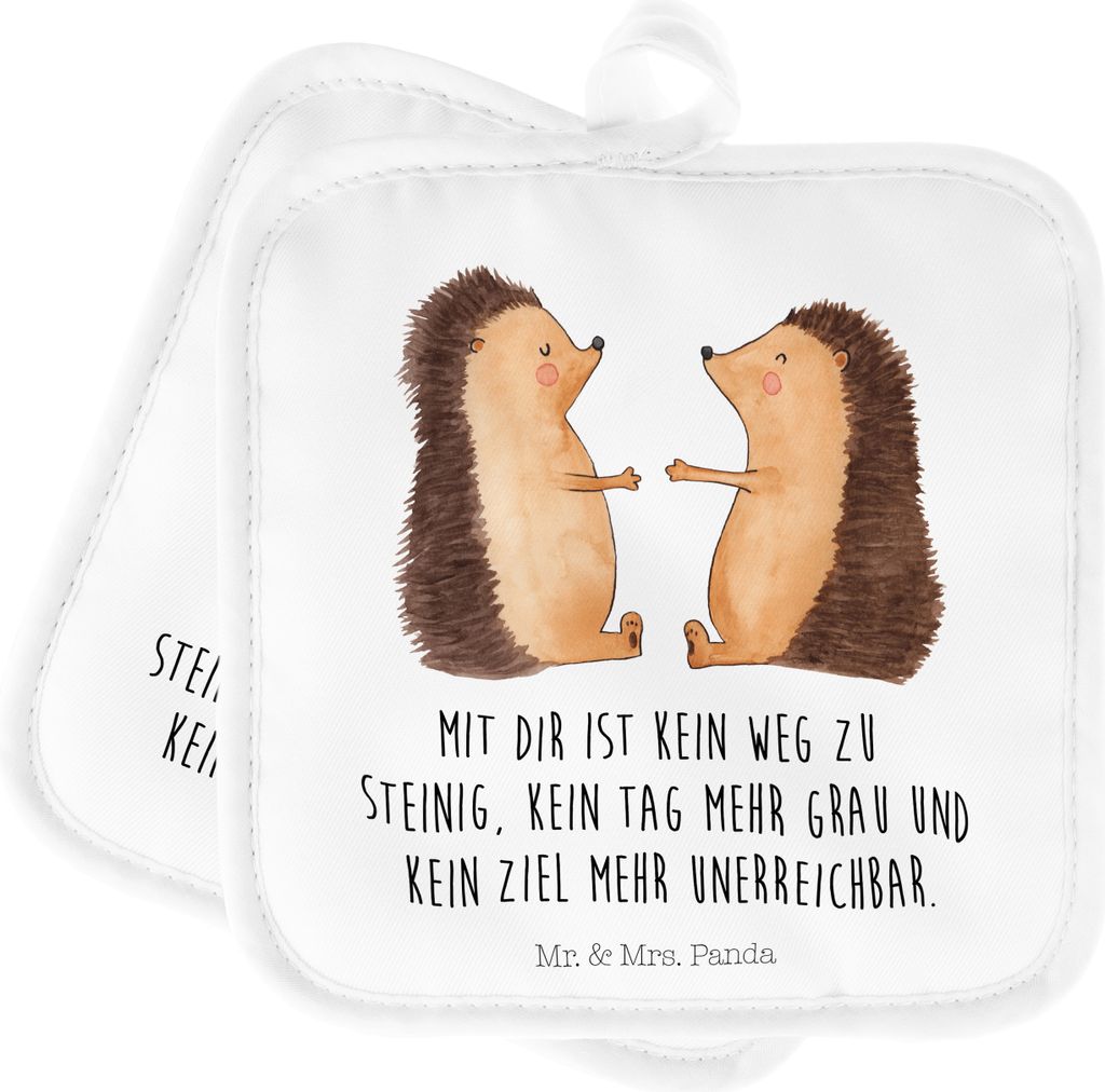 Mr. & Mrs. Panda Topfuntersetzer Igel Liebe - Weiß - Geschenk, topfhalter, Topflappen, Freundin, Set, Ofenlappen, Hochzeitstag, 2er, Verheiratet