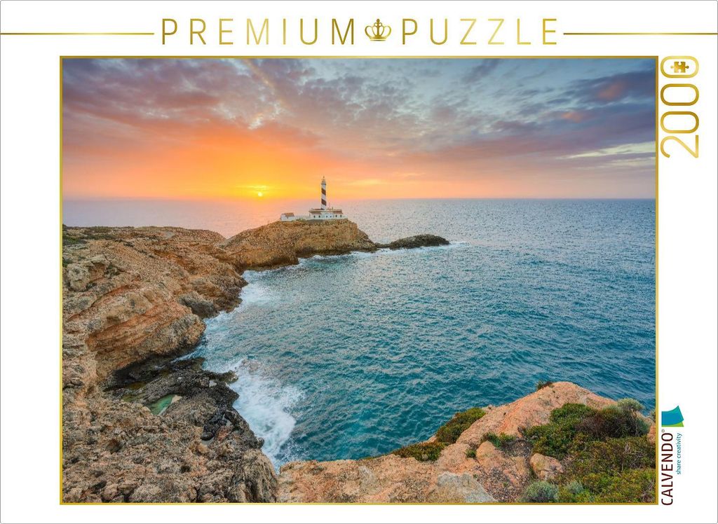 CALVENDO Puzzle Sonnenaufgang am Faro de Cala Figuera auf Mallorca | 2000 Teile Lege-Größe 90x67cm Foto-Puzzle für glückliche Stunden